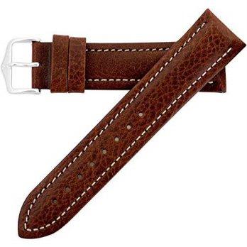 [worldbuyer] Hirsch Buffalo Artisan Leather Watch Band Strap Brown 18mm Short/1355186