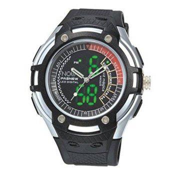 [worldbuyer] Huangtaii Childrens LED Waterproof Analog&Digital Display Watch with Silver B/553829