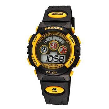 [worldbuyer] Huangtaii Childrens Waterproof LED Digital Display Watch with Yellow Color Dy/554198