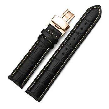 [worldbuyer] IStrap iStrap 20mm Cow Leather Watch Band Mens Strap Tan Stitch W/ Rose Gold /1362592