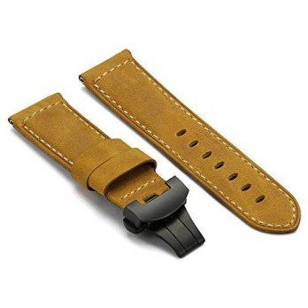 [worldbuyer] IStrap iStrap 24mm Asso Calf Leather Watch Band Black PVD Steel Deployment Cl/1356898