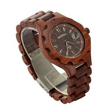 [worldbuyer] Ideashop Mens Wooden WristWatches With Date Calendar Adjustable Wood Band Qua/1375007