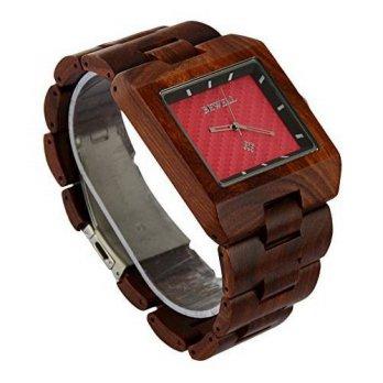 [worldbuyer] Ideashop Natural Adjustable Square Watch Red Sandal Casual Japan Quartz Movem/1379212