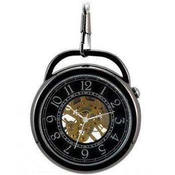 [worldbuyer] Infinite U Black Alarm Clock Shape Hollow Skeleton Steel Mechanical Movement /1341126