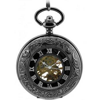 [worldbuyer] Infinite U Black Secret Roman Numerals Hollow Skeleton Steel Mechanical Movem/1346817