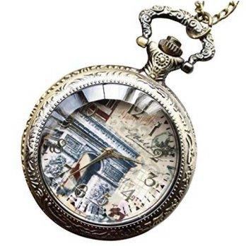 [worldbuyer] Infinite U France Arc De Triomphe Victory Gate Big Quartz Pocket Watch Arabic/1346735