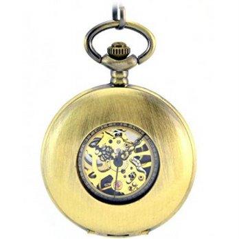 [worldbuyer] Infinite U Golden Love Aura Hollow Skeleton Steel Mechanical Pocket Watch (En/1343424