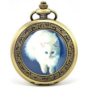 [worldbuyer] Infinite U Persian Cat/Kitten/Kitty Roman Numerals Steel Mechanical Pocket Wa/1346942