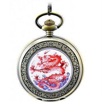 [worldbuyer] Infinite U Red Dragon and Ocean Bronze Hollow Skeleton Steel Mechanical Pocke/1341646