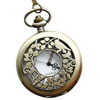 [worldbuyer] Infinite U Retro Hollow Birl/Nest/Leaf Quartz Pocket Watch Arabic Numerals Br/1343619