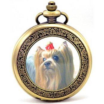 [worldbuyer] Infinite U Silky Terrier Dog/Puppy/Goggie Roman Numerals Mechanical Pocket Wa/1346910