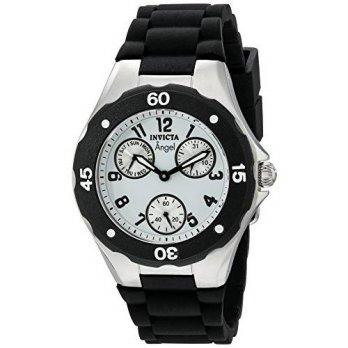 [worldbuyer] Invicta Womens 0733 Angel Collection Black Polyurethane Watch/1375064