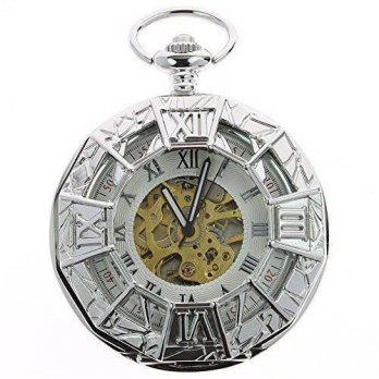 [worldbuyer] Itemstoday Mens Vintage Steampunk Polygon Silver Mechanical Mechanical Hand W/1341018