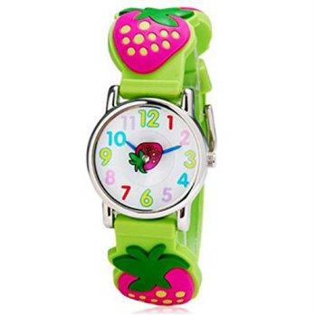 [worldbuyer] JCLY Kids Watches Strawberry Cartoon Childrens Analog Watch - Green Color/509646