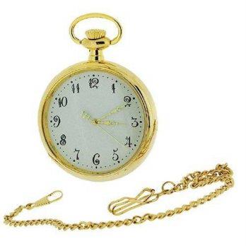 [worldbuyer] Jakob Strauss Gold Tone Open Face Gents/Ladies Pocket Watch + 12 Chain JAST39/1347168