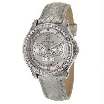 [worldbuyer] Juicy Couture Womens 1901063 Pedigree Silver Metallic Leather Strap Watch/1376232