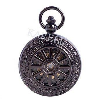 [worldbuyer] KARELU Skeleton Mechanical Movement Hand Wind Roman Numeral Wheel Motif Half /1342069