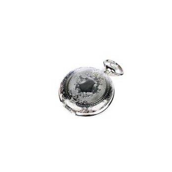 [worldbuyer] KINGMAN.INC Mens Silvertone Half Hunter Shield Quartz Movement Pocket Watch w/1348155