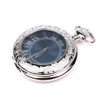 [worldbuyer] KINGMAN.INC Silvertone Open Front Skeleton Half Hunter Roman Numerals Mechani/1349138