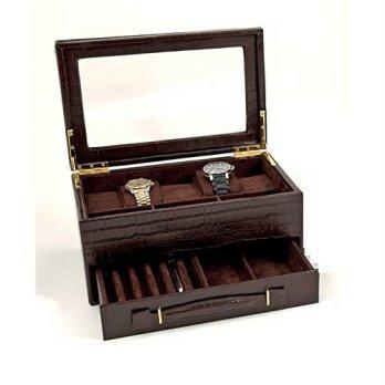 [worldbuyer] KensingtonRow Home Collection Mens Gifts - Brown Croco Leather Watch Box - Va/1376340