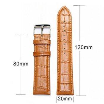 [worldbuyer] Leather WatchBands WWWC036 20mm Stylish Tan New Leather Unisex Watch Band Str/1342197