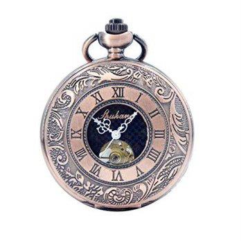 [worldbuyer] Liheye M041 Bronze Roman Numerals Hand Wind Mechanical Pocket Watch Skeleton /1347734