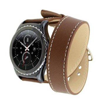 [worldbuyer] Lookatool Long Genuine Leather Band Double Tour Bracelet Watchband For Gear S/1345036