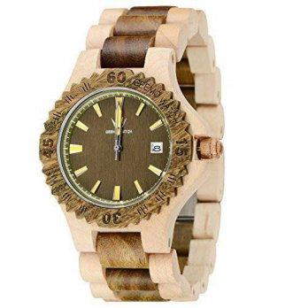 [worldbuyer] MEKU Mens Handmade Wood Wrist Watch Natural Wooden Watches Valentine Gift Giv/1379709