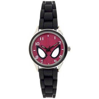 [worldbuyer] Marvel Ultimate Spiderman Mens Analog Watch with Black Linked Silicone Strap/1381317