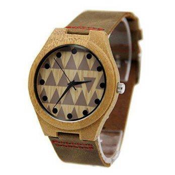 [worldbuyer] Mercimall Natural Eco Friendly Recycled Bamboo Wooden Face Quartz Analog Wris/1378055