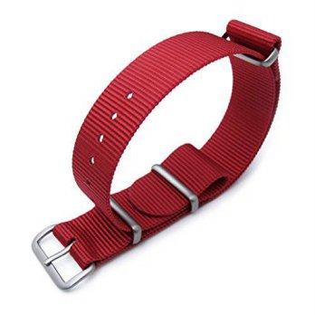 [worldbuyer] MiLTAT 20mm G10 NATO Watch Strap, Ballistic Nylon Brushed Hardware, Color Red/1352125