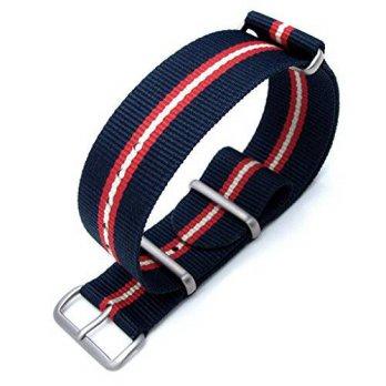 [worldbuyer] MiLTAT 22mm G10 NATO watch strap ballistic nylon armband, Brushed - Blue, Red/1354330