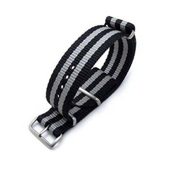 [worldbuyer] MiLTAT 22mm NATO Watch Band, Thick G10 Nylon, Black & Grey Stripes, Brushed/1353070