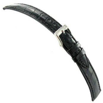 [worldbuyer] Milano 20mm Morellato Black Glossy Genuine Alligator Stitched Watch Band LONG/1342808