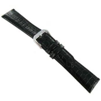 [worldbuyer] Milano 22mm DB Baby Crocodile Grain Black Padded Watch Band Mens Long/1402105