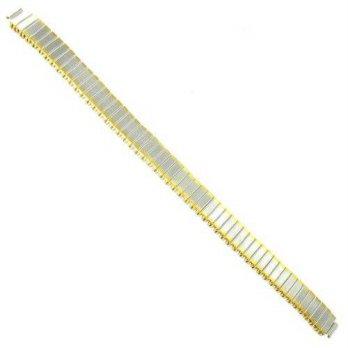 [worldbuyer] Milano 8mm Hirsch Stainless Silver Tone with Gold Accent Ladies Twist-O-Flex /1346985