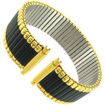 [worldbuyer] Milano Watchbands 16-22mm Milano Twist O Flex Stainless Steel Black and Gold /1355060