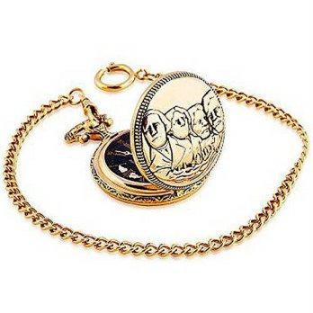 [worldbuyer] Mt Rushmore Design on Case Black Hills Gold Mens Black Face Pocket Watch/1341493