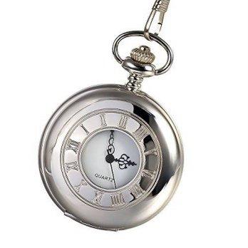 [worldbuyer] Mudder Antique Style Silver Quartz Pocket Watch With Chain Belt/1341566