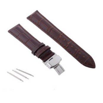 [worldbuyer] Neewer 20mm Crocodile Pattern Leather Watch Band with Stainless-steel Butterf/1362812