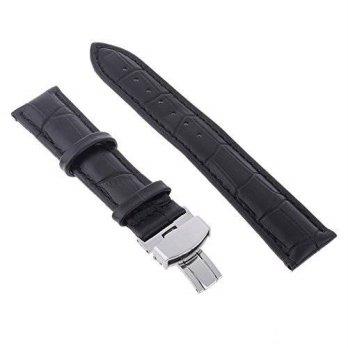 [worldbuyer] Neewer 21mm Crocodile Pattern Leather Watch Band with Stainless-steel Butterf/1404224