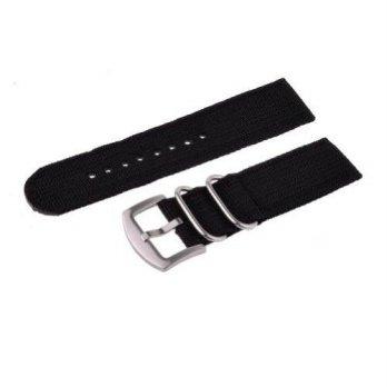 [worldbuyer] Neewer Black 20mm Thread Woven Stainless Steel Keeper Metal Buckle Nylon Watc/1403230