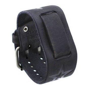 [worldbuyer] Nemesis FST-KK 20mm Lug Width Charcoal Grey Star Icon Wide Leather Cuff Watch/1348080