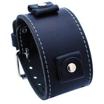 [worldbuyer] Nemesis LBB-K Wide Black Leather Cuff Wrist Watch Band/1355089