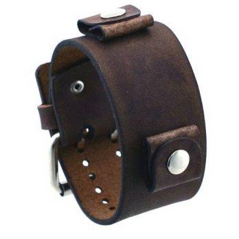 [worldbuyer] Nemesis NF-B Brown Artsy Pattern Wide Leather Cuff Wrist Watch Band/1351070