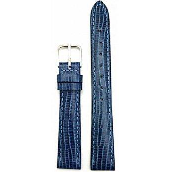 [worldbuyer] NewLife 14mm Blue, Tail Lizard Grained Leather, Lightly Padded Watch Band/1345252