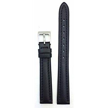 [worldbuyer] NewLife 14mm Long, Black Soft Leather, Medium Padded Watch Band/1345288