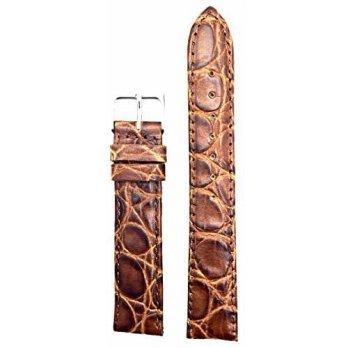 [worldbuyer] NewLife 18mm Brown Lightly Padded, Round Croco Grain Watchband/1362326