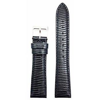 [worldbuyer] NewLife 20mm Black Tail Lizard Grain, Lightly Padded Watchband/1356056