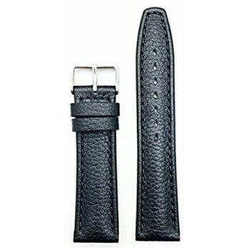 [worldbuyer] NewLife 22mm Black, Medium Padded Matte Shrunken Leather Watchband/1356532